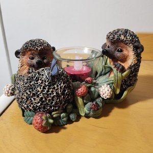 Vintage 1996 Bramble and Colver HedgeHogs And Berries Candle Holder Stand